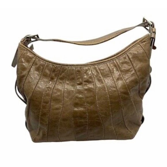 Stuart Weitzman Vintage Tan Crackle Leather Hobo Bag With Bag Charm and Dust Bag - Picture 7 of 12